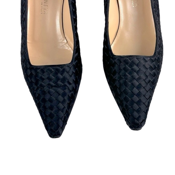 BOTTEGA VENETA 17087 POINTED TOE SILK INTRECCIATO LEATHER SOLE PUMP HEELS - Picture 8 of 14